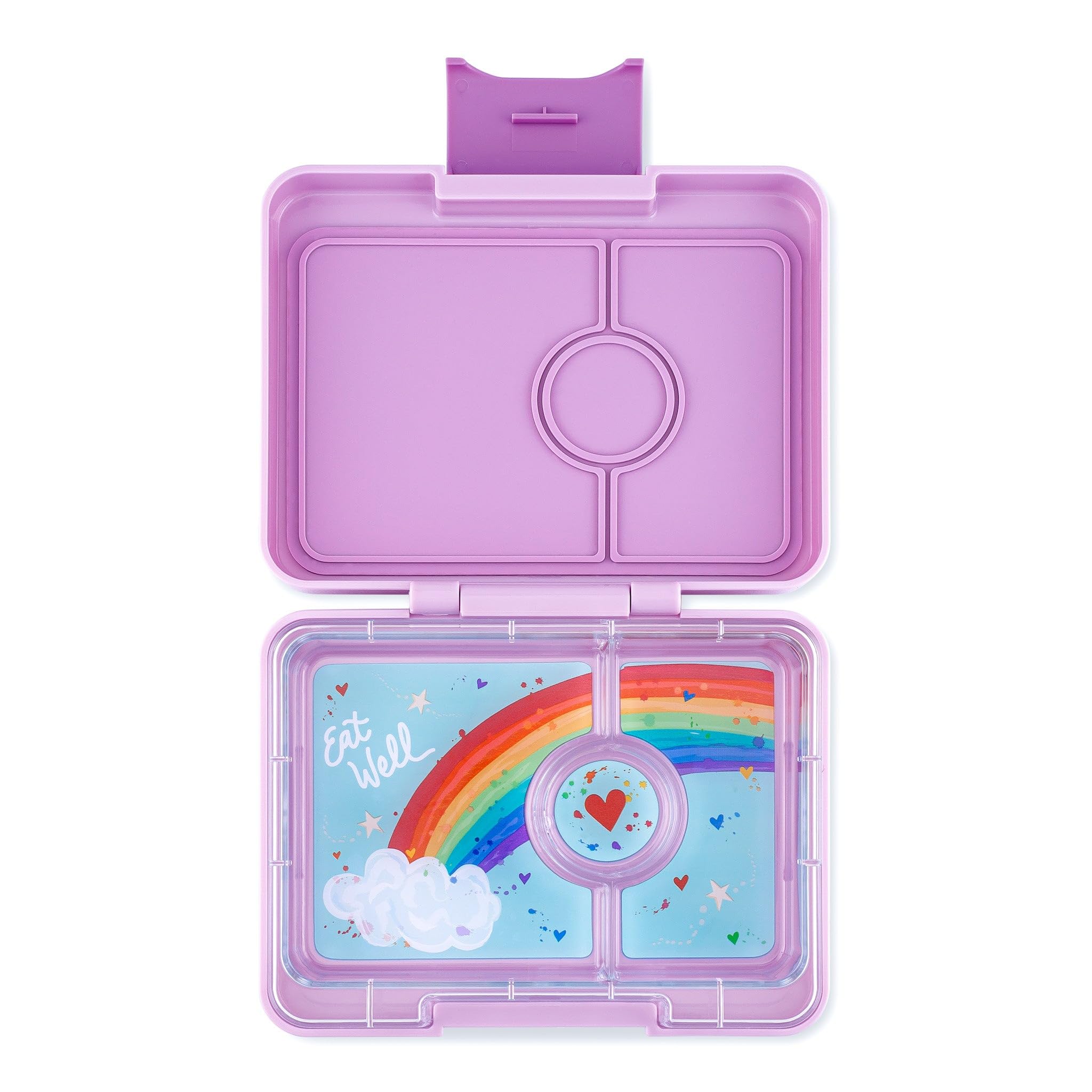 YumboxSnack Box - 3 Compartment Leakproof Bento Lunch Box for Kids (Lulu Purple with Rainbow Tray)