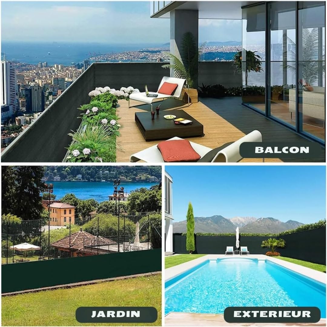 Brise Vue Jardin Vert 2 X 10 Metres +50 Colliers De Serrage Bache De Protection Exterieur pour Cloture De Jardin, Brise Vue Privacy 80%, Brise Vue Balcon Resistant Aux Intemperies