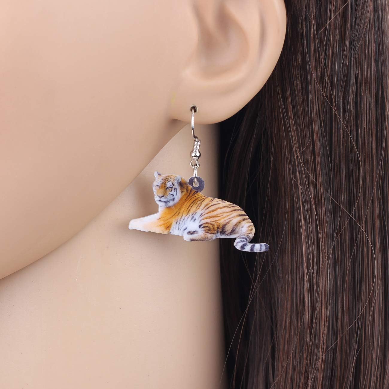 DUOWEI Acrylic Tiger Earrings Dangle for Women Double Sided - Image 2