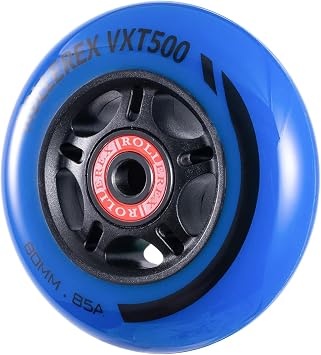 Rollerex VXT500 RipStik/Inline Skate Wheels (2-pack w/bearings, spacers and washers) - Use on Roller Blades, RipStik Caster Boards, RipSticks, Luggage, Baggage or Wheelchairs (Deep Sea Blue, 80mm)