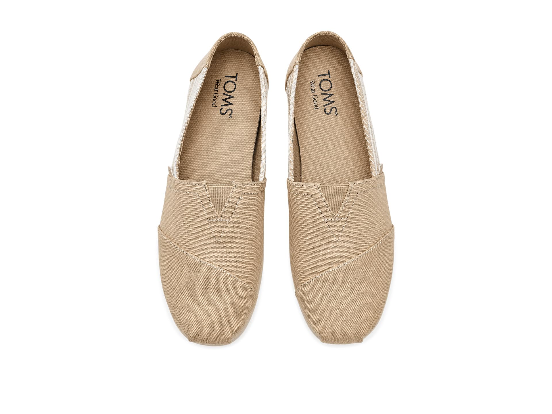 TOMS Mocasines Planos Alpargata clásicos para Hombre, Color Avena, Rayas náuticas, Talla 44