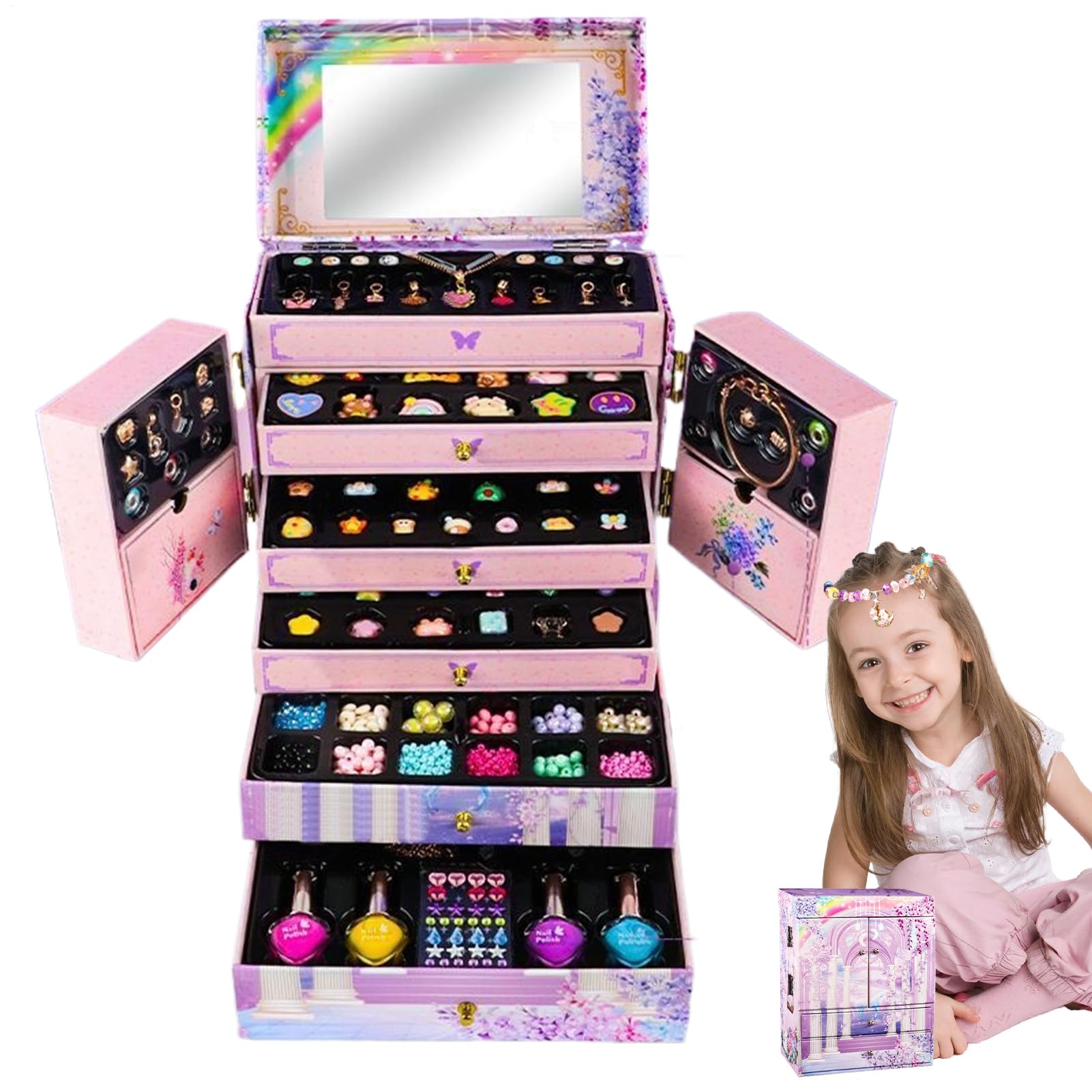 Zestaw dziecięcy do tworzenia biżuterii Zabawna edukacyjna i interaktywna | Zestaw z bransoletkami dla dziewczynek, kreatywny W domu, szkole, na piknik, zabawę, urodziny i
