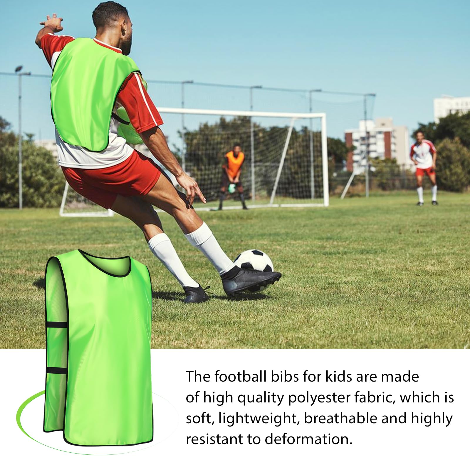 GOMETY Lot de 12 bodys de football, pour adultes/enfants 70 x 47 cm, gilets pour football, basketball, hockey – Maillot de sport unisexe avec réglage de la hauteur 175 à 200 cm | Accessoires