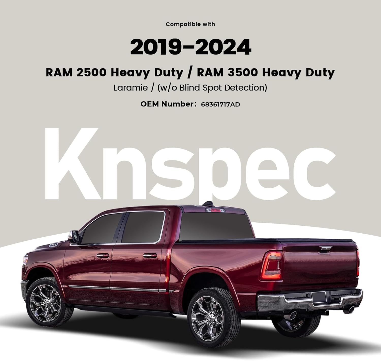 LED Tail Lights Assembly Compatible With 2019-2023 RAM 2500 3500 without Blind Spot Red Bezel Rear Brake Lights Replace 68361717AD (Left Driver Side)