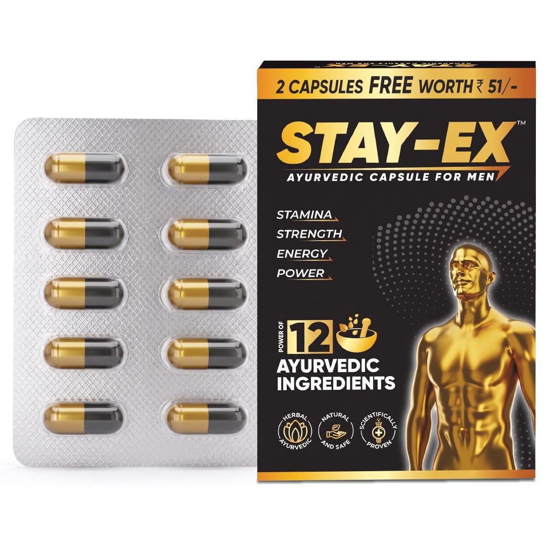Stay EX Ayurvedic Capsules for Men x3 | 36 Capsules | Natural Shilajit, Ashwagandha, Safed Musli & Gokshura | Stamina, Strength, Energy & Power | Proprietary Formulation — Amazon image 9