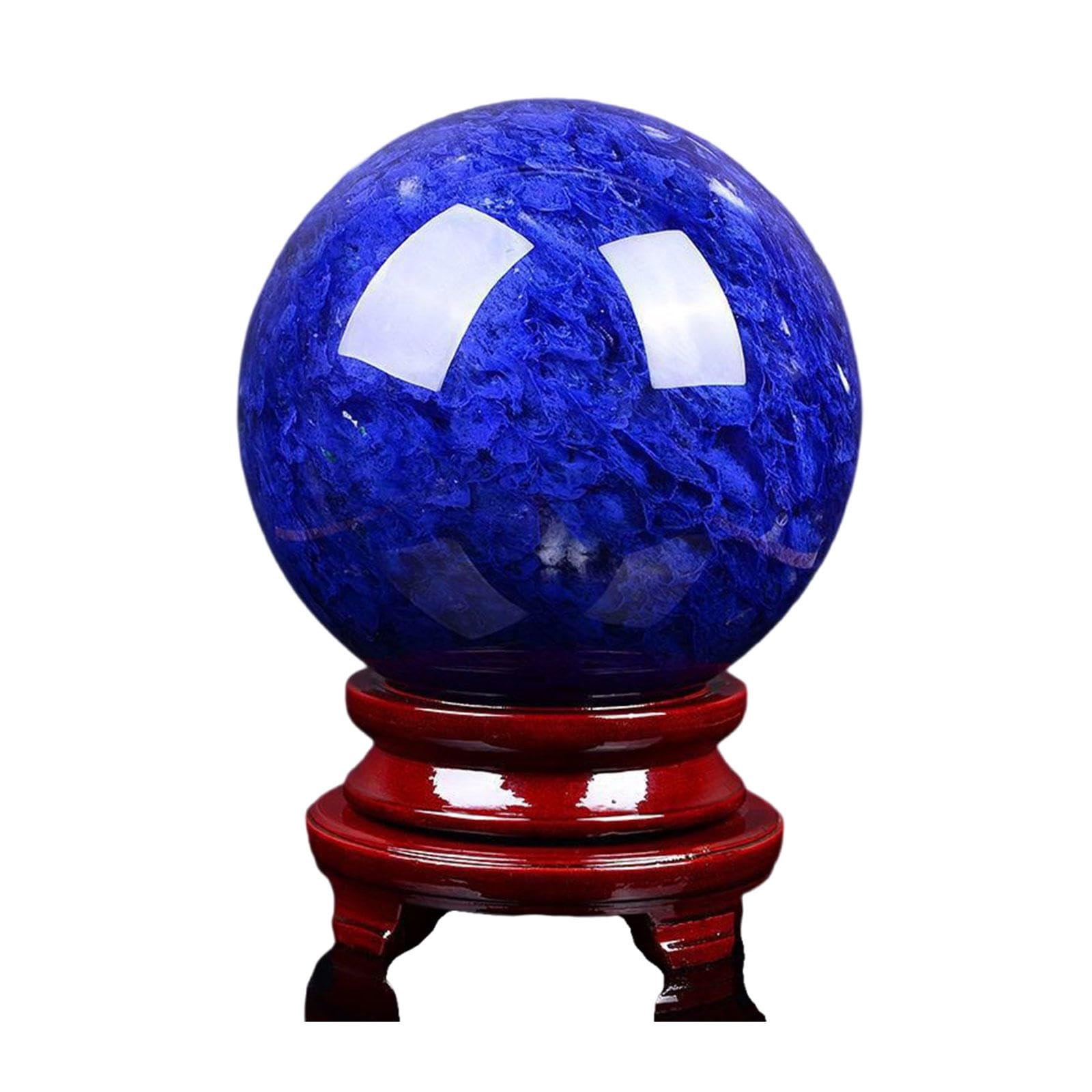 ITCLEYMDZV Blue Crystal Ball Rough Stone Smelting Home Office Feng Shui Ornaments for Divination Camera Photo Shoot Landscape Decoration,Blue-10cm/3.9in
