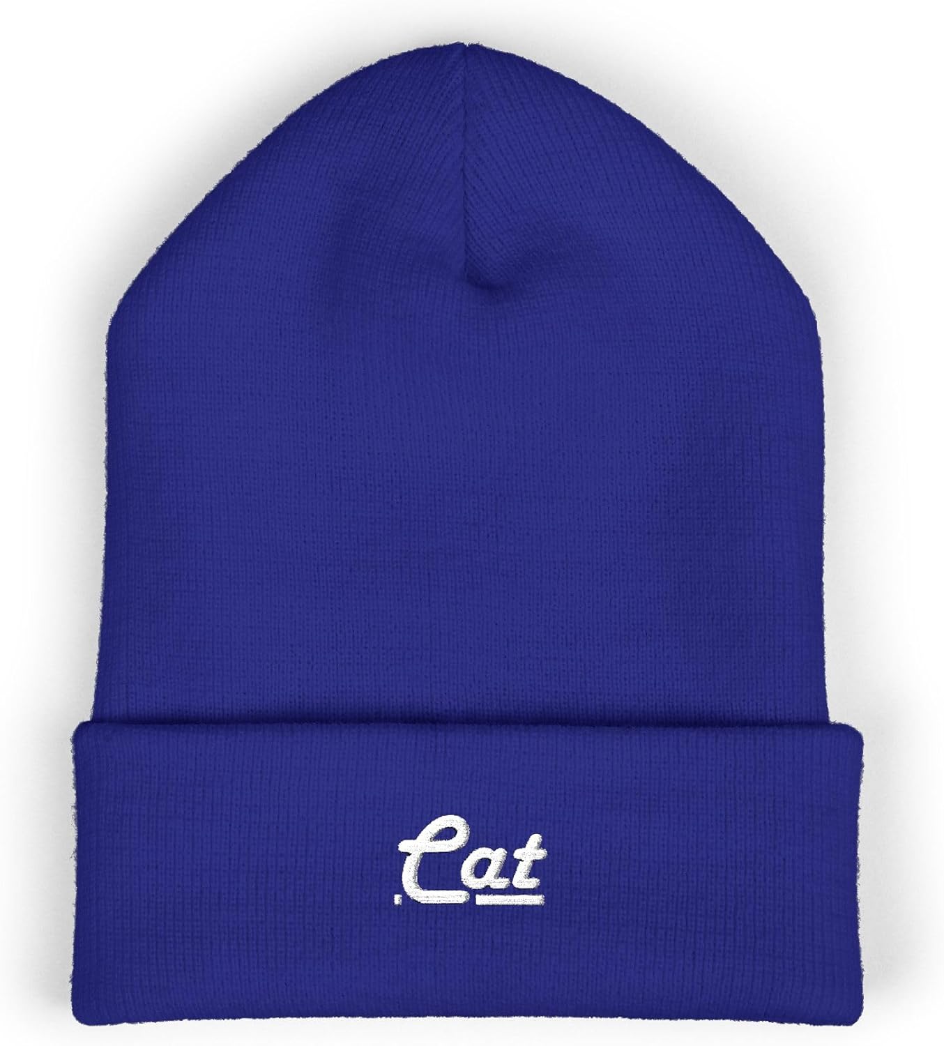 Premium Classic Cuffed Beanie Hat - Cat Embroidery Message