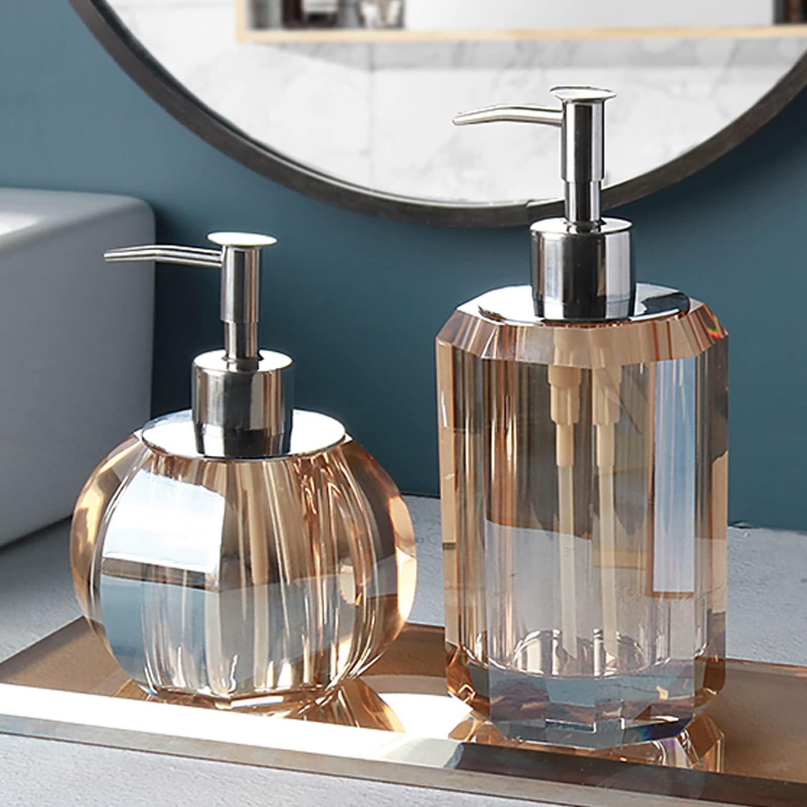 Dispensador de jabón Manual para baño, de Cristal Transparente, para Inodoro o Cocina (tamaño: Gris)