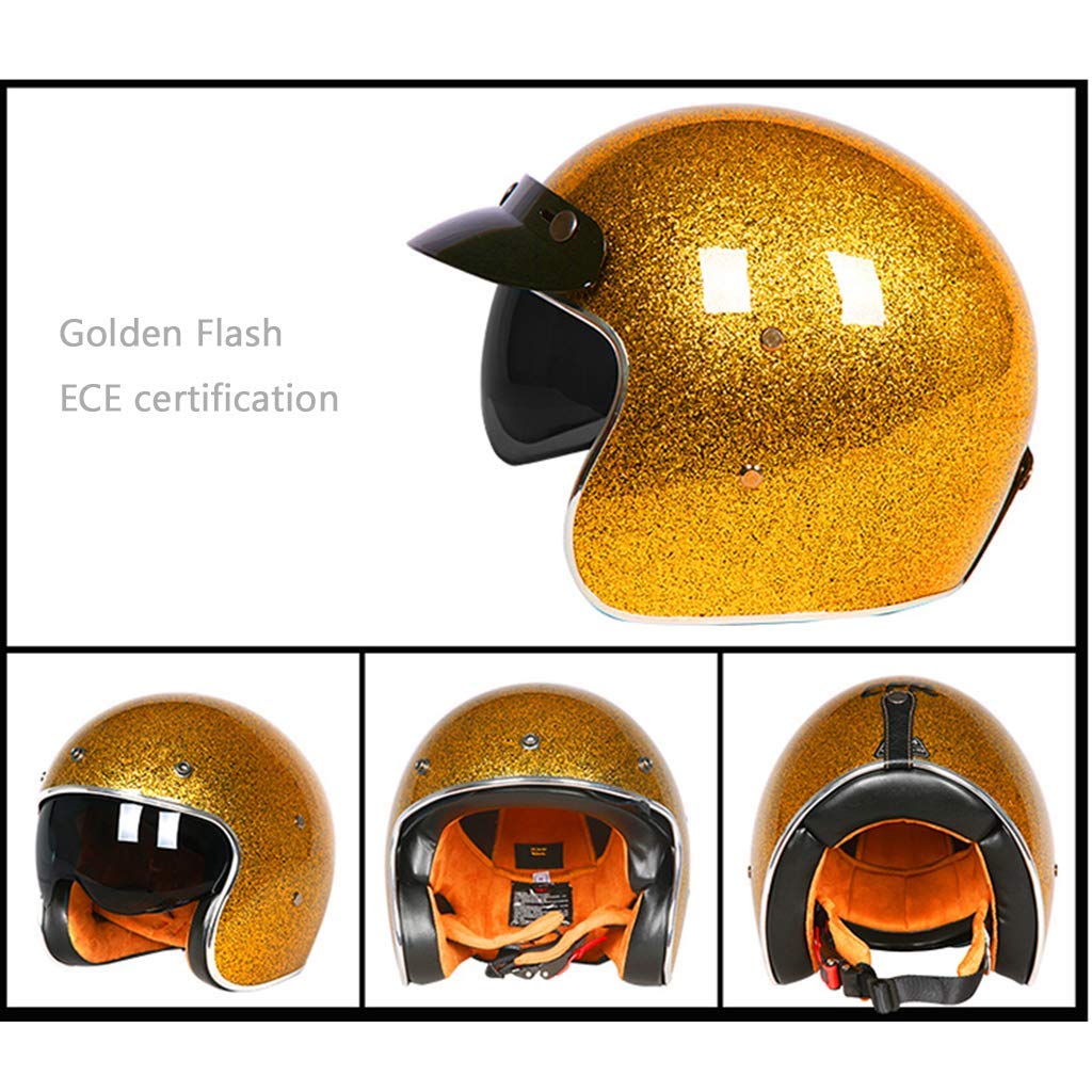 BGMKE Open Face kask motocyklowy, półtwarzowy, na skuter, Harley, vintage, do roweru, cruisera, choppera, motoroweru, ATV, certyfikat ECE (54-64 cm)