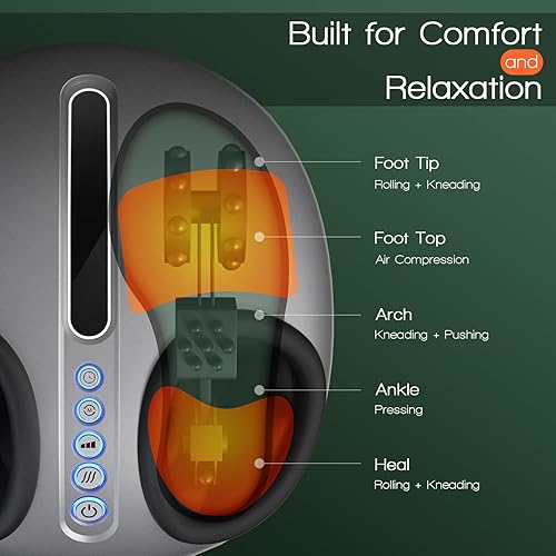 Miniatura 6 de MEDIMALL Masajeador de pies Shiatsu, masajeador eléctrico de pies con calor, amasado profundo, compresión de aire, 3 intensidades ajustables,