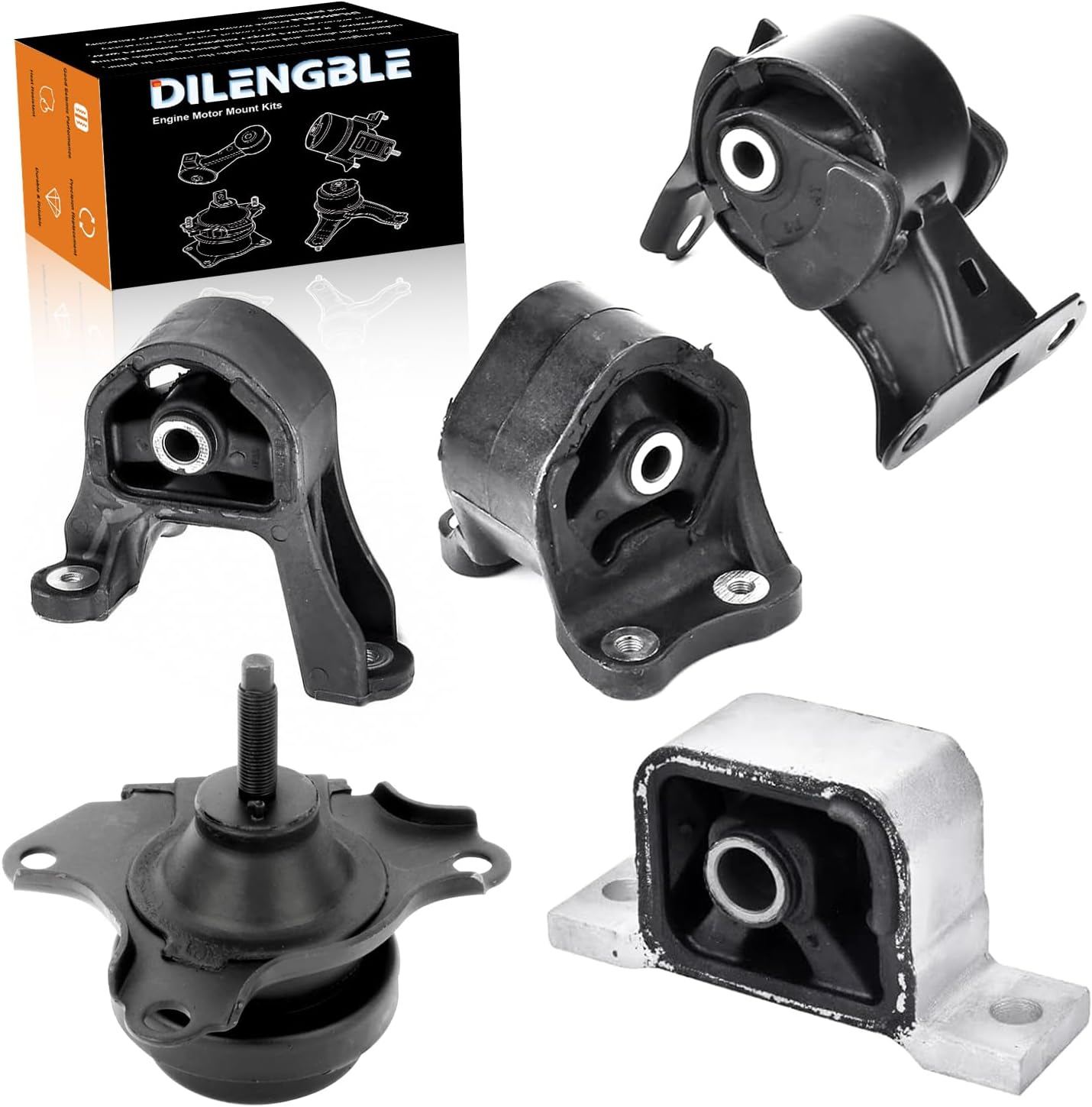 Engine Motor Mount & Trans Mount Replacement for Honda CRV 2.4L 2002 2003 2004 2005 2006, Engine Mount Set of 5 Replaces OE# A4504 A4506 A6597 A6596 A65010 EM9066 EM9139 EM9168 EM9205 EM5871