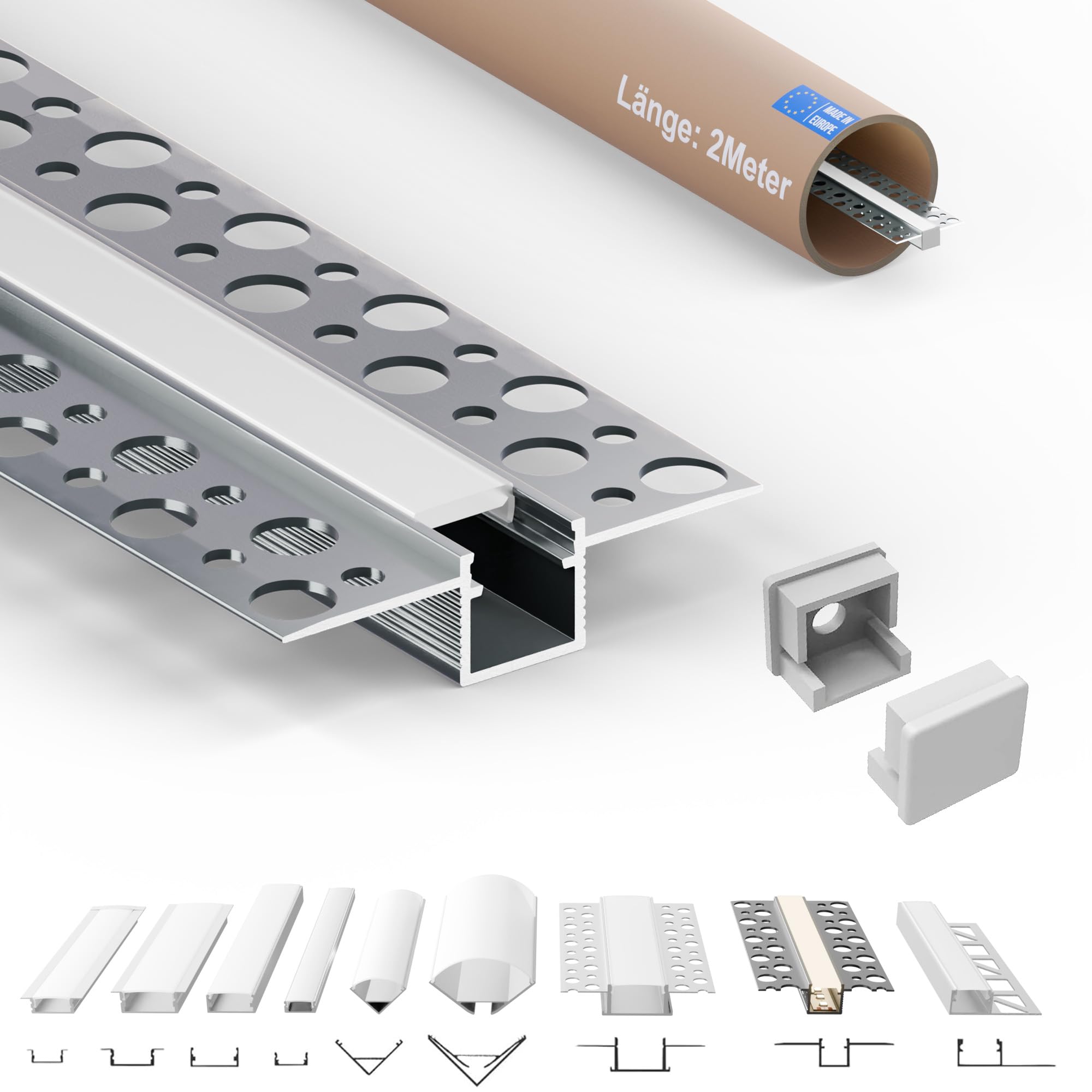 Tivendis LED Trockenbauprofil | LED Trockenbauprofil mit milchiger Abdeckung