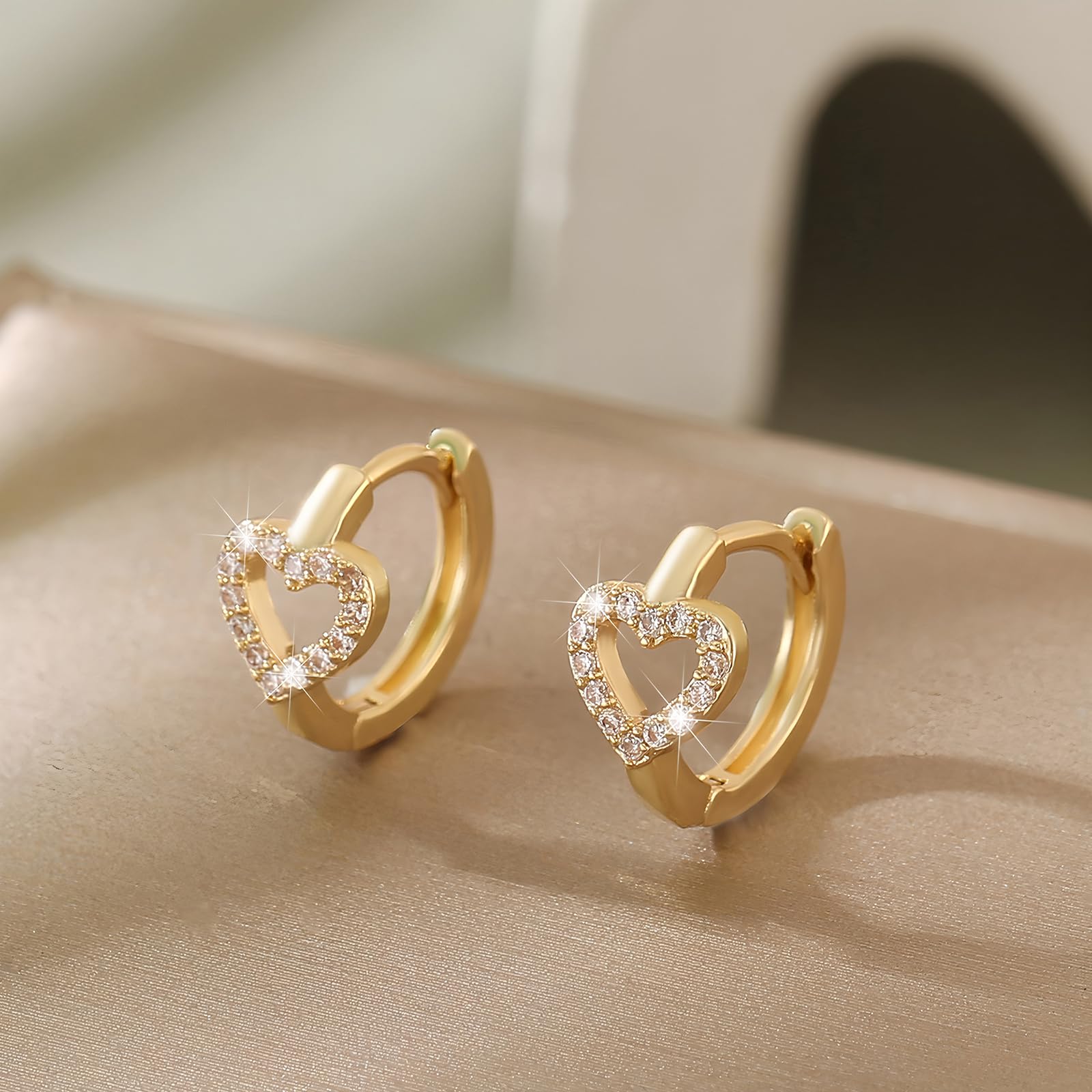 3 Paia Orecchini a Cerchio con Cuore Pendenti Argento Sterling 925 Orecchini Oro Cuore da Donna Piccoli Orecchino in Oro per Donna Ragazze con Scatola