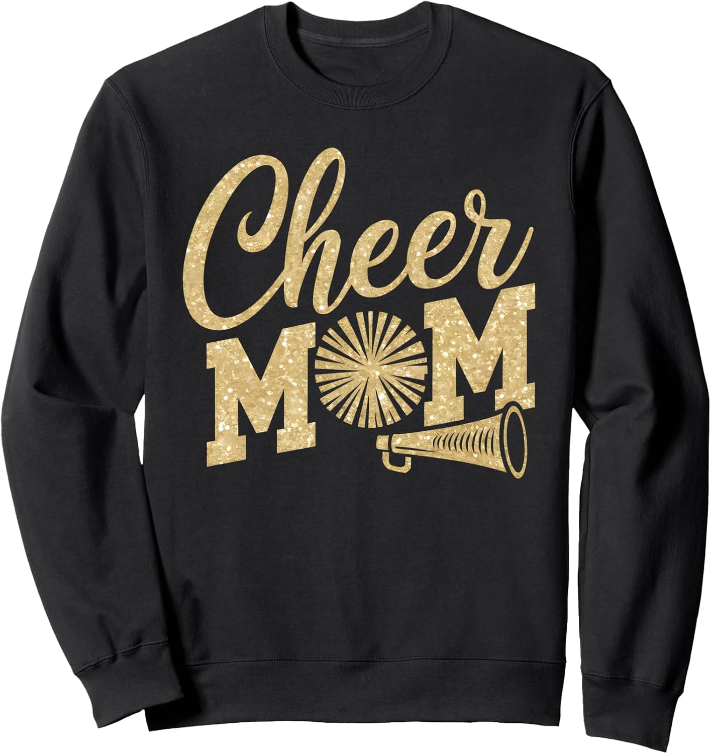 Cheer Mom Biggest Fan Cheerleader Black Yellow Gold Pom Pom Sweatshirt