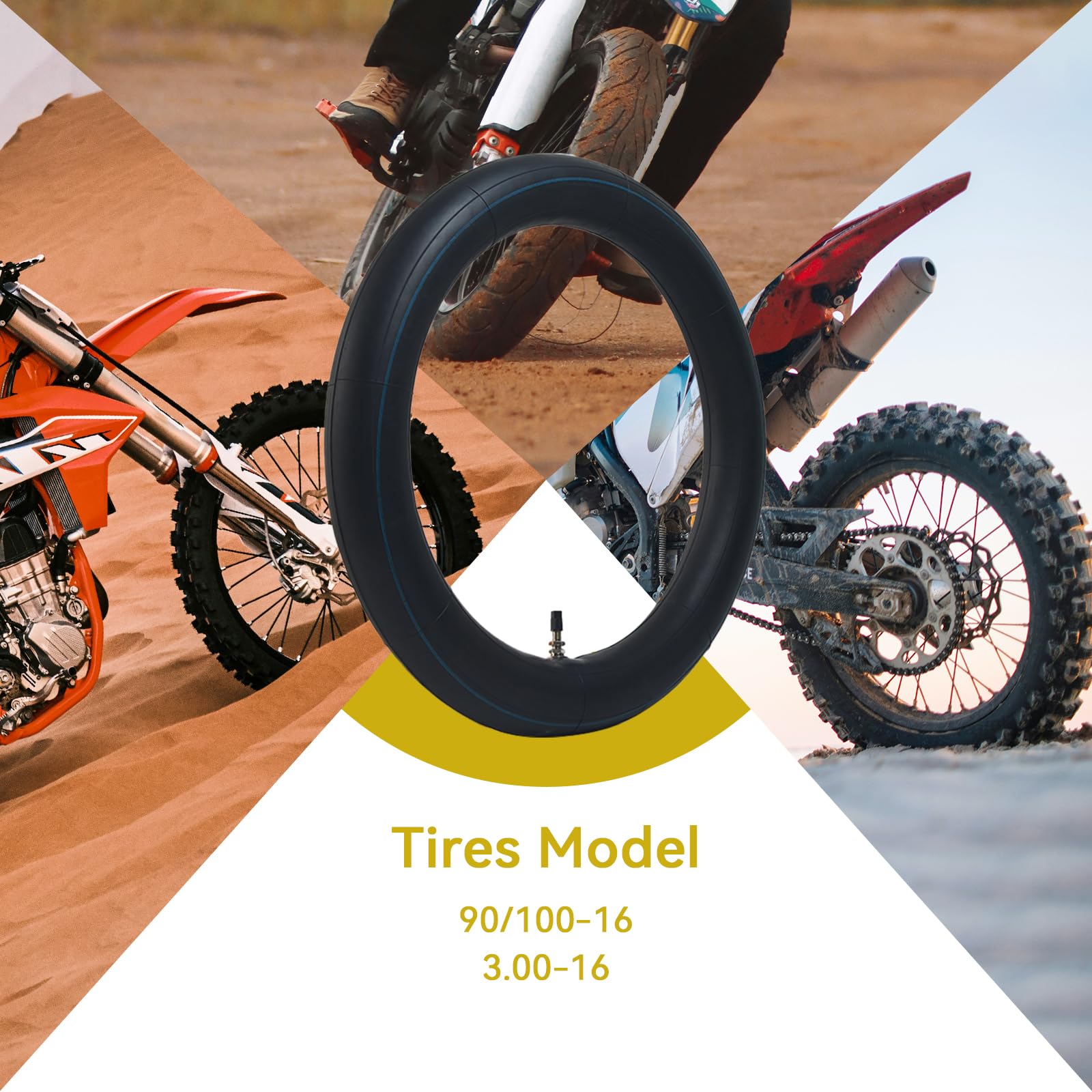 2 Stück 90/100-16 Dirt Bike Schlauch 3.00-16 Schlauch mit geradem TR4-Ventilschaft