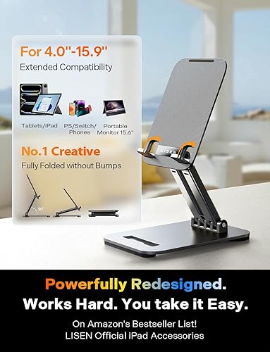 Miniatura 2 de LISEN Soporte para iPad para tablet, soporte para escritorio, accesorios de escritorio de oficina para hombres, mujeres, niños, regalos de tableta