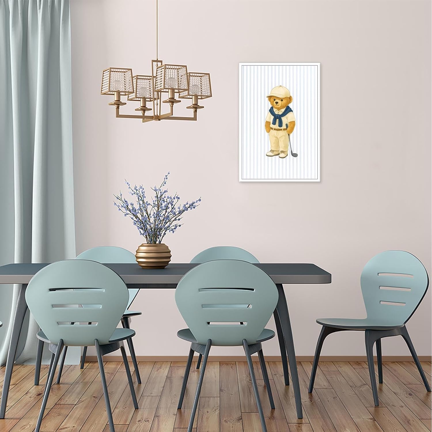 Teddy Bear Playing Golf Posters Vintage Animal Sports Canvas Wall Art Preppy Bear Nursery Aesthetic Pictures Prints Painting For Living Room Bedroom Office Wall Decor 12x16in Unframed image 5