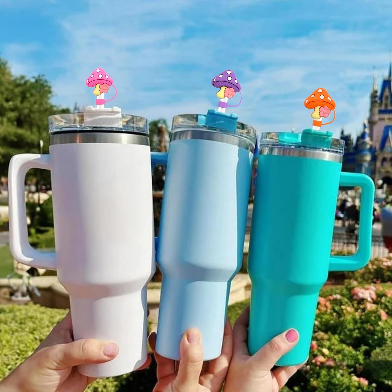 13 Pack Mushroom Straw Covers Cap for Tumblers, 10mm Cute Polygon Dust-Proof Straw Topper for Water Bottles Stanley Cups Accessories Gifts For Women Party Favors