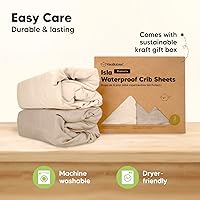 Vista 96 de 2-Pack Waterproof Baby Crib Sheets for Boys, Girls - 52x28 Viscose Derived from Bamboo Toddler Bed Sheet Neutral, Fitted Crib Mattress Protector