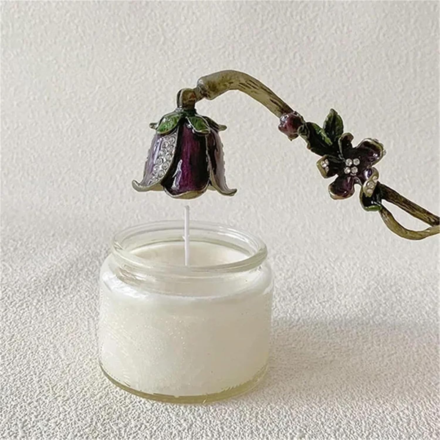 Candle Snuffer Candle Snuffer Purple Flower Metal Fire-Extinguisher Retro Decor Enamel Craft Rhinestones Ornament Extinguish The Candle