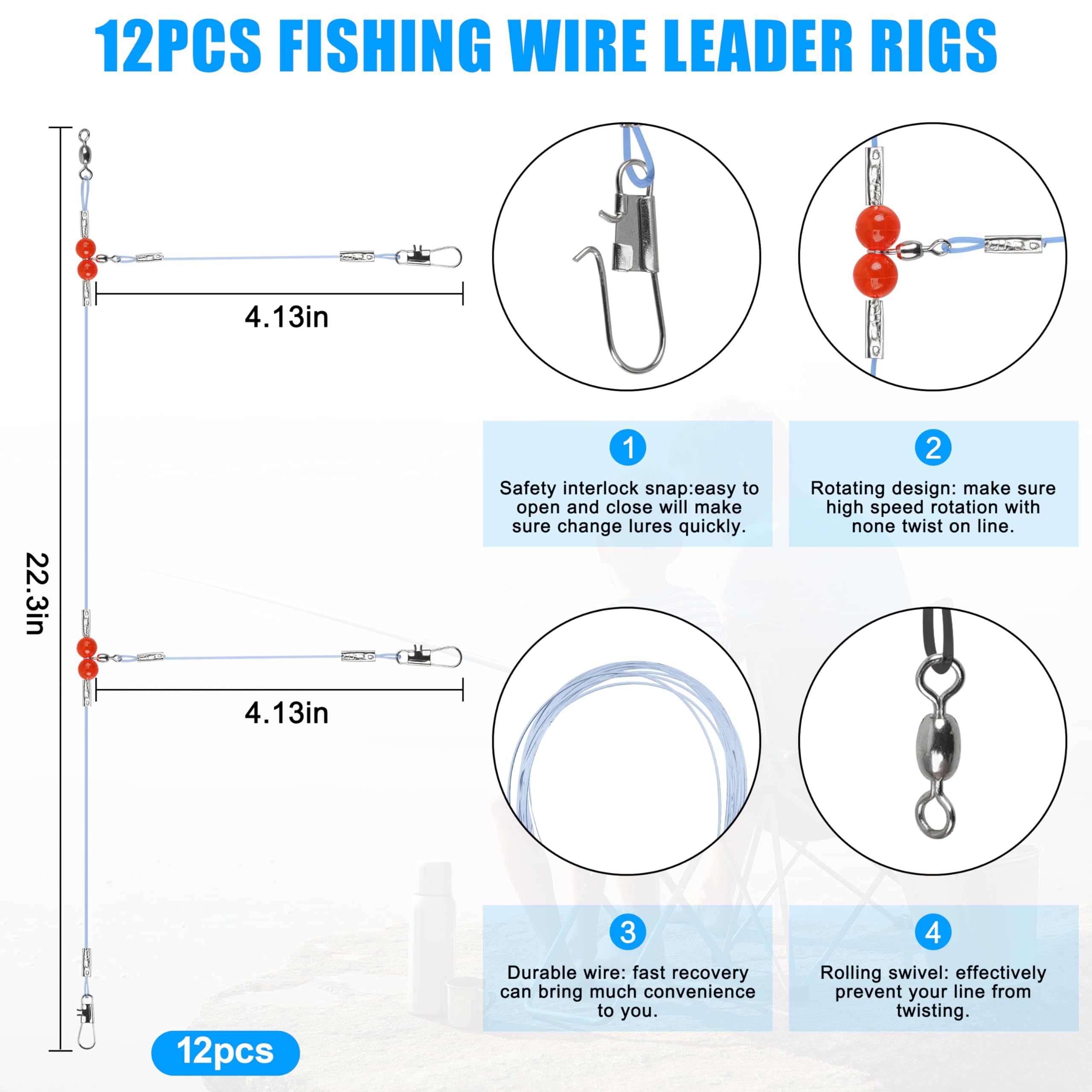 Kit de aparejos de pesca de agua salada, aparejos de pesca de surf de agua salada, incluye alambre de pesca, pirámide, plomo, peso, plomo, plomo, ganchos circulares, accesorios de pesca de surf