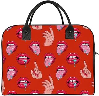 Carry On Yoga Gym Business Bag Sexy Lip Print Weekender Overnight Bags Travel Duffle Bag for Women