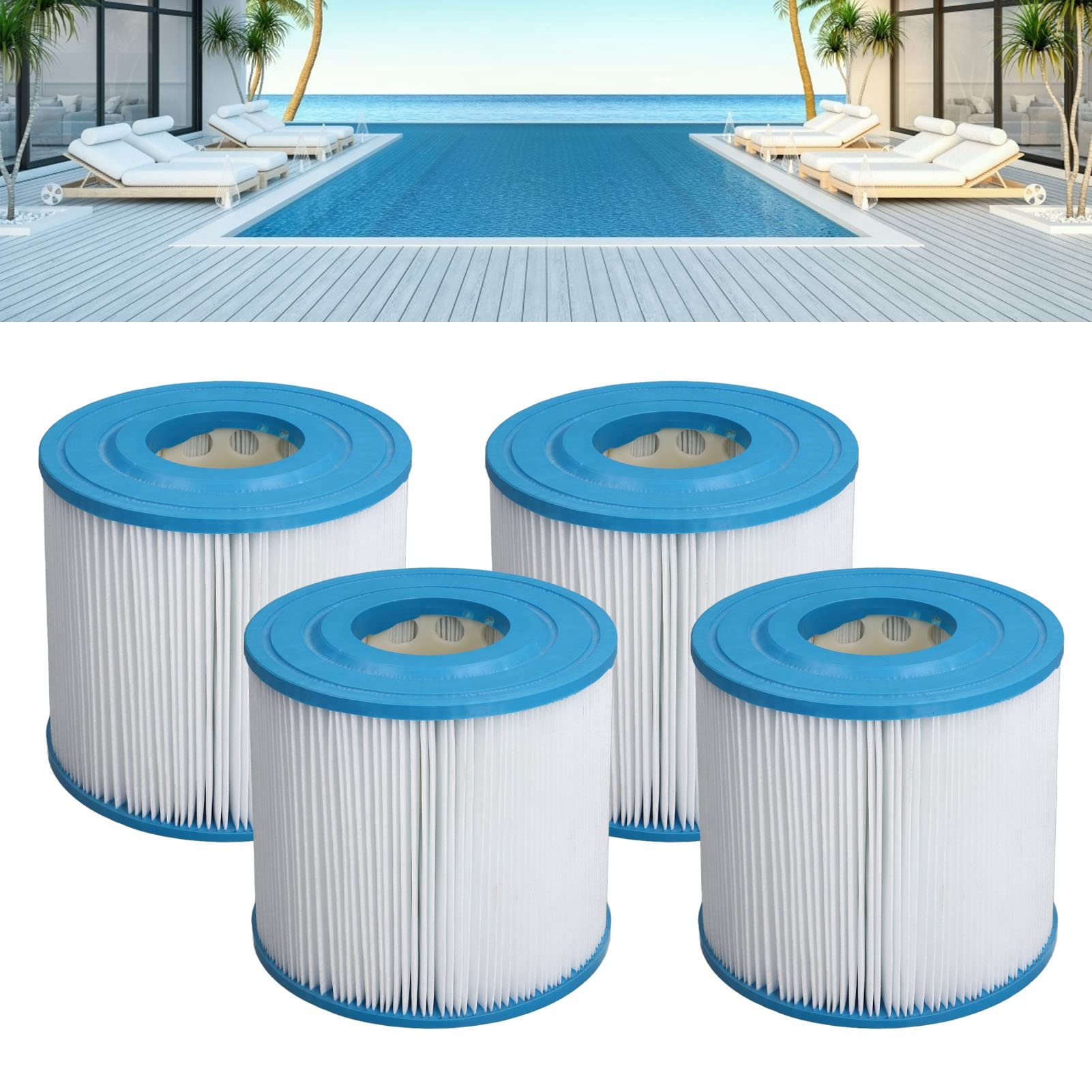 Cartuccia Filtrante da 4 Pezzi, Tessuto in Fibra di Poliestere PP, Forte Assorbimento dello Sporco, Ideale per l'installazione di Piscine e SPA AF25