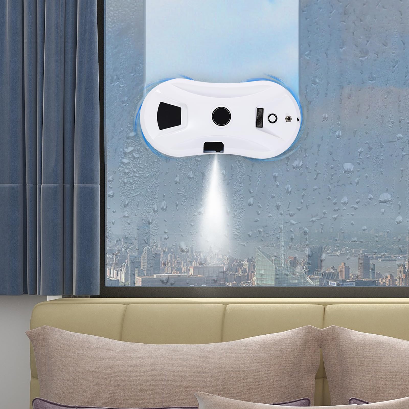 Fensterputzer Magnetisch Fensterreiniger Elektrisch Fensterputzroboter Automatischer Fenstersauger mit Sprühfunktion & 2800pa Saugkraft, Intelligente Fensterroboter für Innen- und Außenfenster (A)