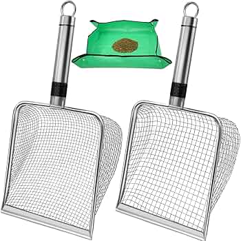 Garden Soil Sifter Collecting Tool, Sand Sifter Shovel, Gardening Sand Dirt SifterShovel, Stainless Steel Soil Sieve, Gardening SoilSifter, Mesh Potting Scoop, Ergonomic Farm Shovel