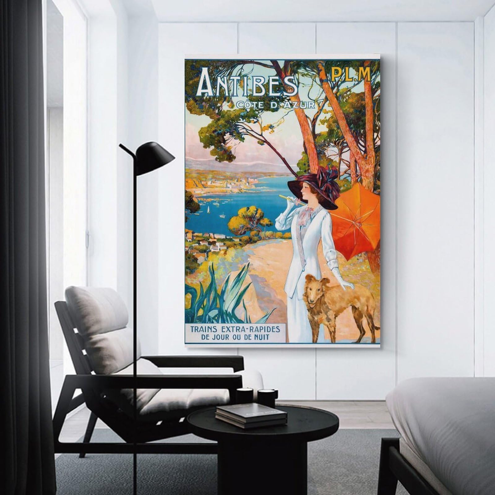 Junmoney Antibes Travel Canvas Wall Art, 24x36inch(60x90cm), for Living Room, Bedroom Or Apartment Walls, A Home Accent with Warm Character