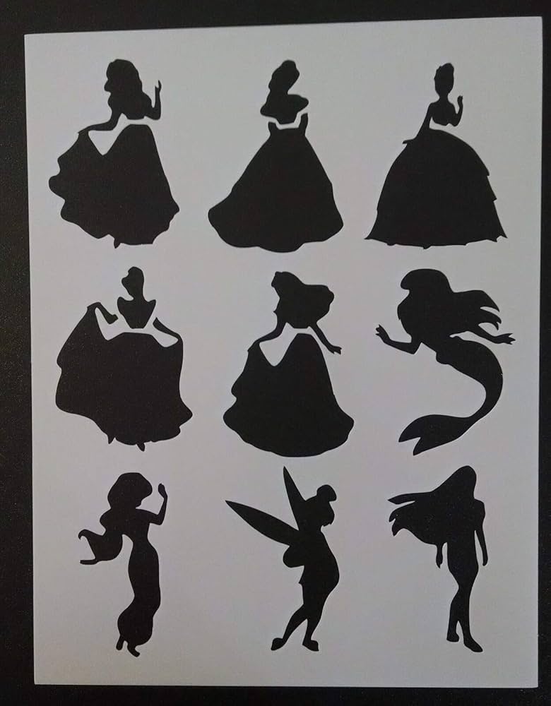 amazon-com-disney-princess-ariel-belle-tinkerbell-8-5-x-11-custom-stencil-fast for Disney Princess Silhouette Free Printables Amazon.com: Disney Princess Ariel Belle Tinkerbell 8.5'' x 11'' Custom Stencil Fast for Disney Princess Silhouette Free Printables