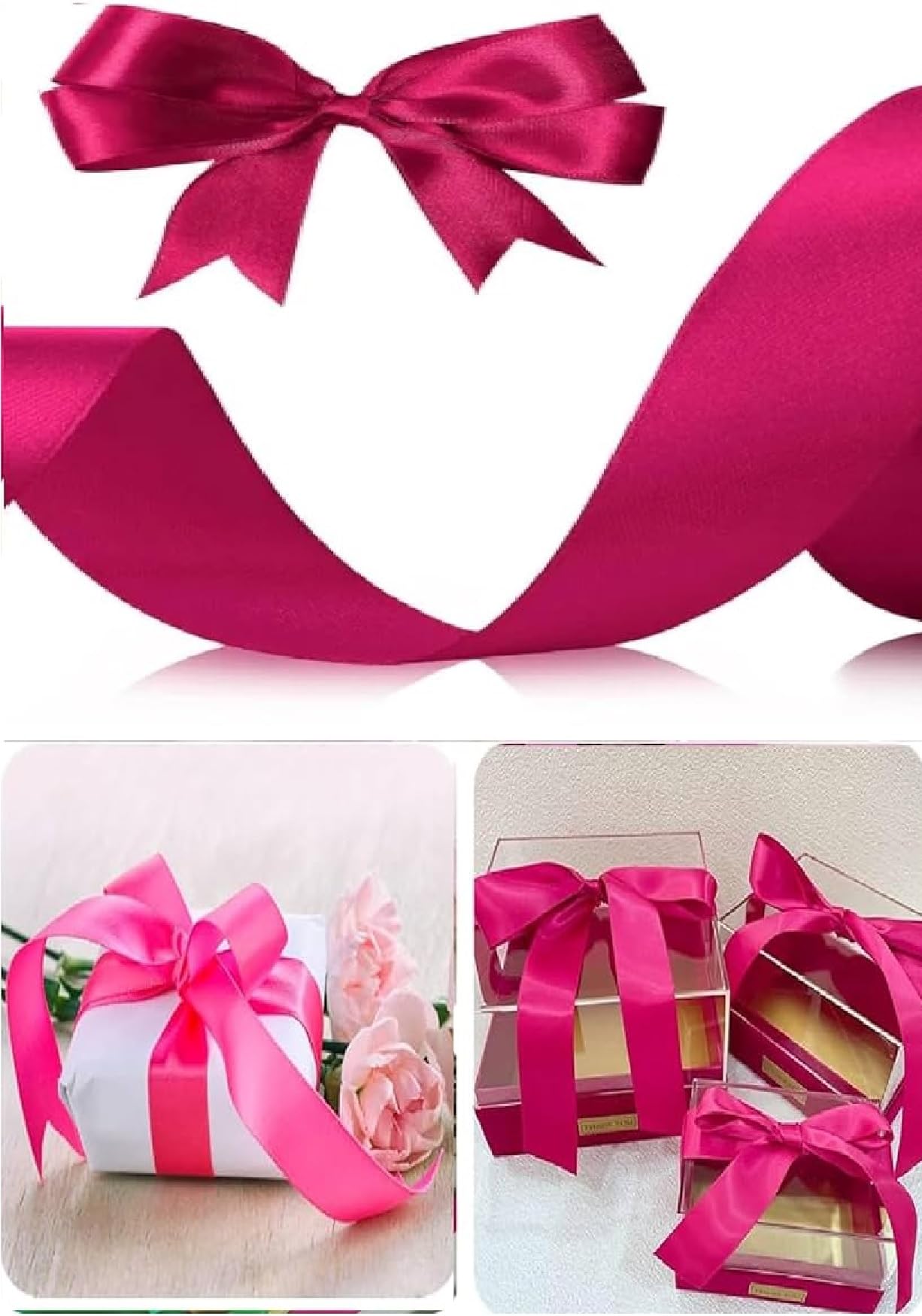 Double Sided Satin Ribbon 25mm x 10 Meters (Off White) for Gifts Wrap Sew Party, Decorations Events Dress Wedding Christmas Crafts, Bows Car, Balloons Hairs, DIY, Bouquets, Cake More — view 125