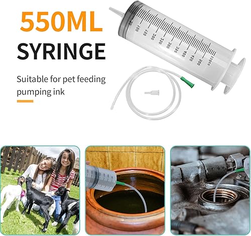 Miniatura 4 de Hoypeyfiy Jeringa grande de 18.6 fl oz, jeringa de plástico con tubo de plástico de 40 pulgadas para laboratorios científicos, líquido, riego de