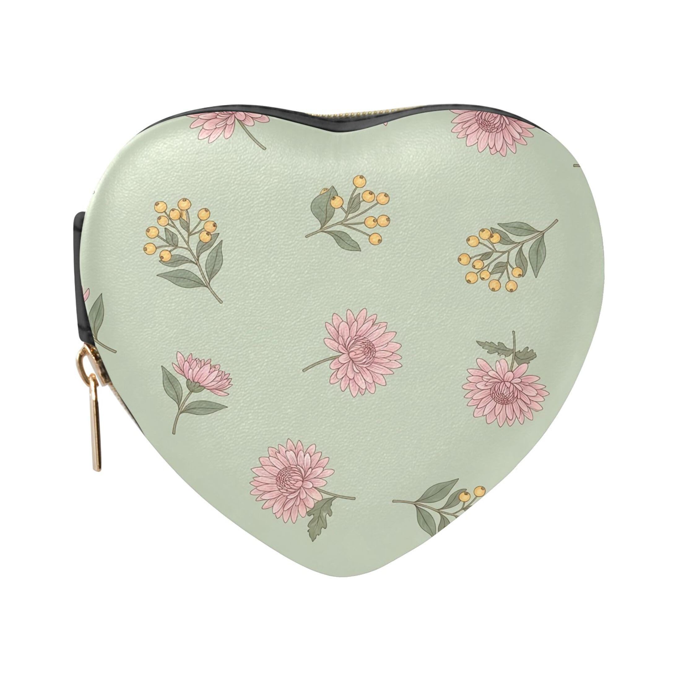 Fuauuyl Flowers Small Jewelry Box Heart-Shaped Jewelry Case, Portable Travel Organizer Bridesmaid Proposal Gift for Women Girls