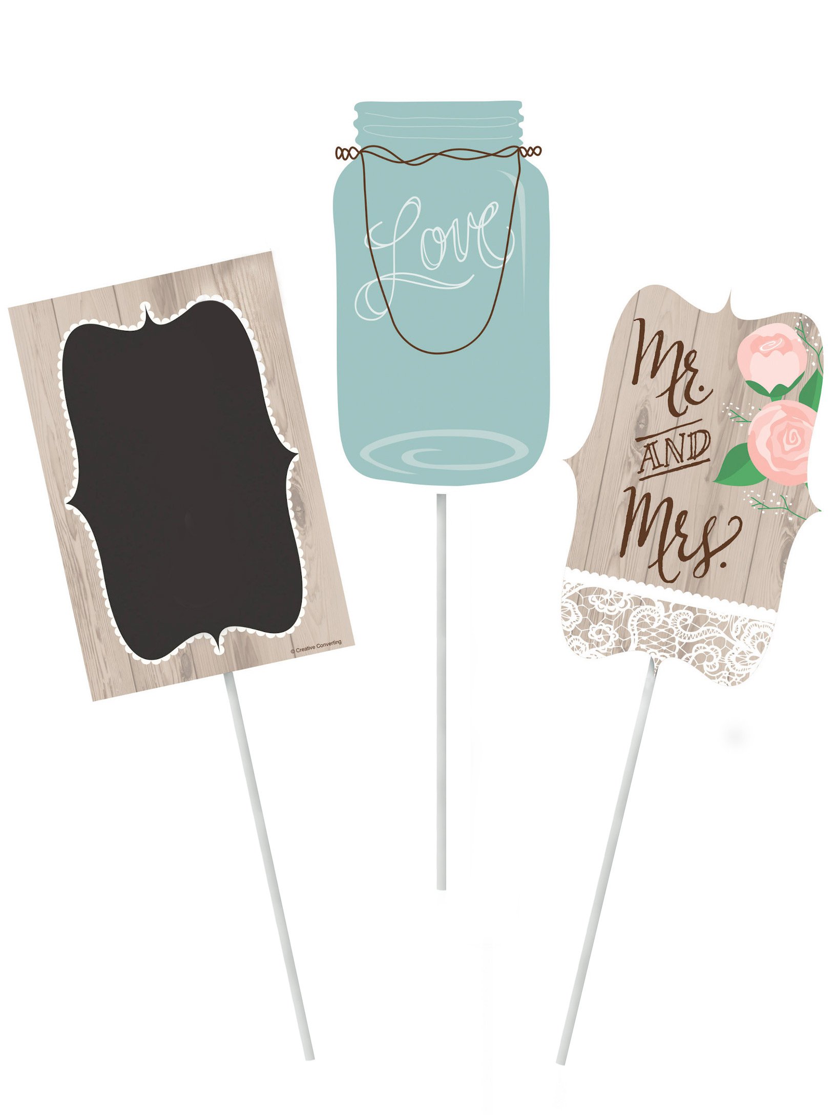 (Pack of 6) Creative Converting 3 Count Rustic Wedding Medallion Decorative Sticks, Any, Multicolor