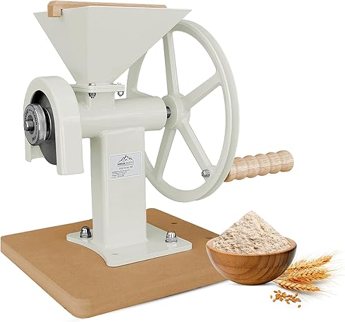 Molinillo manual de grano de mano, color blanco, molinillo de alimentos manual de alta resistencia para trigo, maíz, avena, granos de café, arroz y