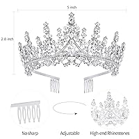 Vista 19 de Velscrun Corona de tiara de reina de cristal rosa para mujeres y niñas, diadema de reina de cumpleaños, elegante corona de princesa con peinetas
