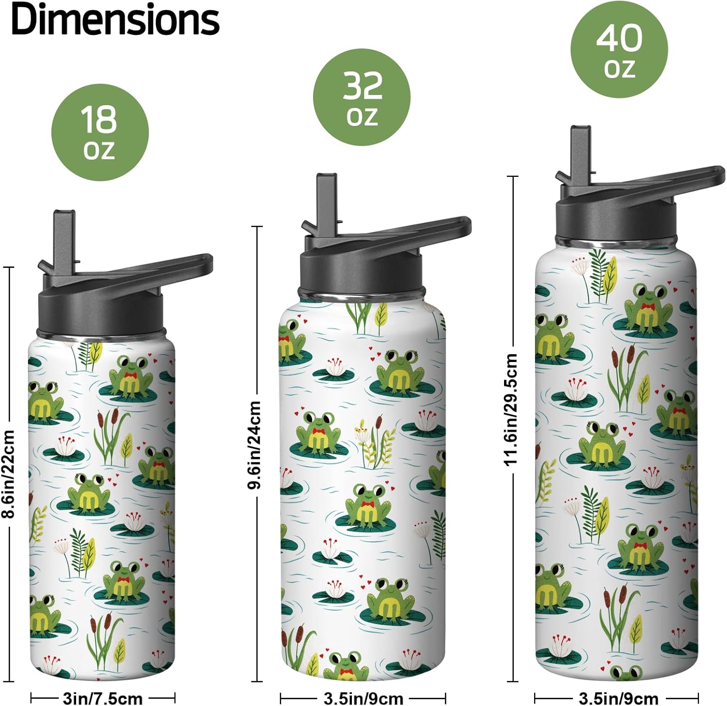 Frog Water Bottles with Straw, 18 Oz Insulated Stainless Steel Tumbler Cup Mug Frog Gifts for Women Girls Frog Lovers - Image 4