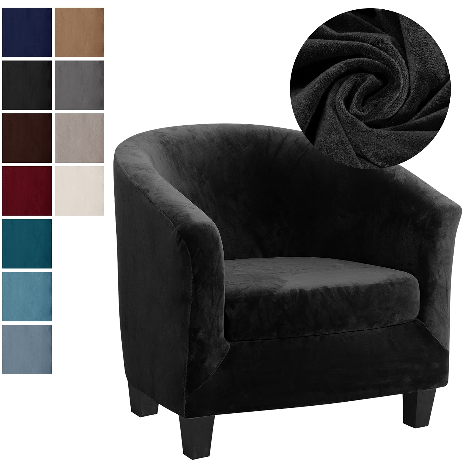 TOPCHANCES Sesselschoner Sesselhusse Sesselüberwürfe,Ausziehbar Elastisch Sessel Velours Sesselbezug mit Armlehnen für Cafe Stuhl Clubsessel Loungesessel Cocktailsessel