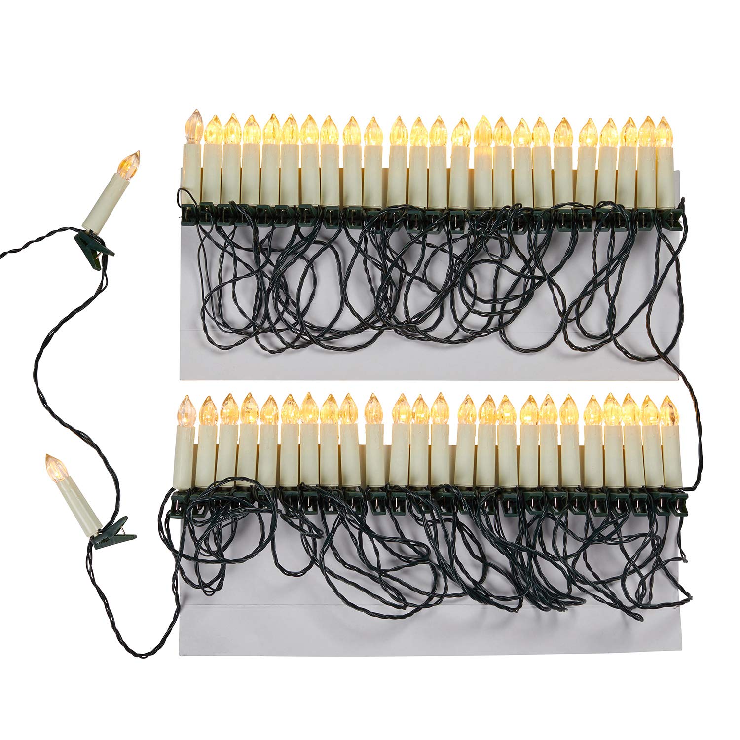 Lights4fun 50er LED Weihnachtsbaum Lichterkette 15,7m Kerzenlichterkette creme Innen Lichterkette Weihnachten Weihnachtsbaumkerzen mit Kabel Weihnachtsbeleuchtung Weihnachts Deko