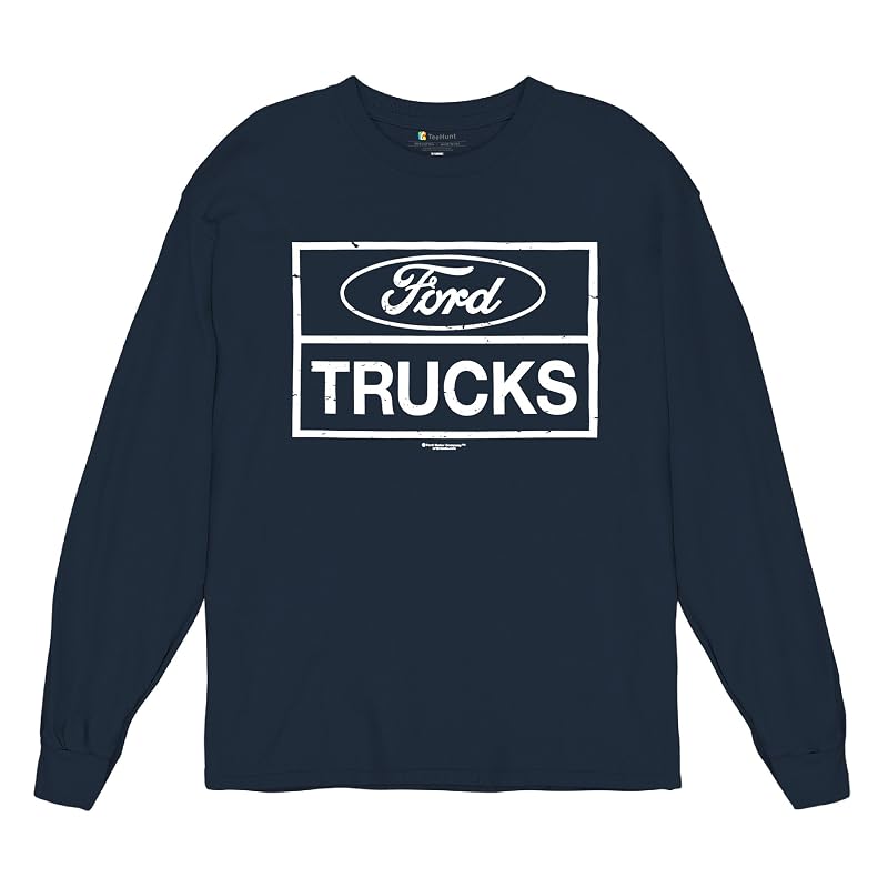 Camiseta de manga longa Ford Trucks F150 com estampa vintage, gola redonda, azul-marinho, tamanho X-Large