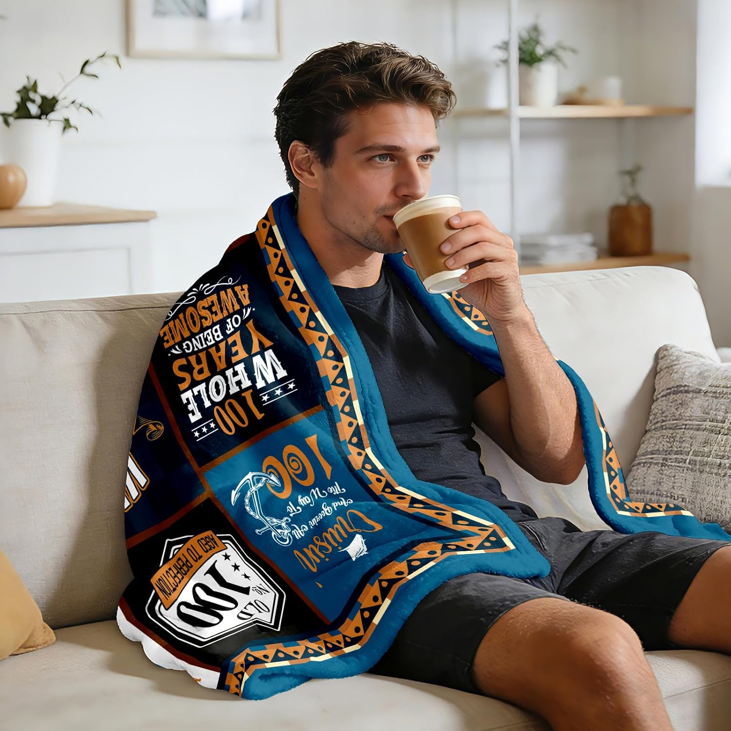 100th Birthday Gifts for Men, 100th Birthday Decorations Blanket 60"x50", 100 Years Old Birthday Gifts for Men, Mens 100th Birthday Gift Ideas, 1926 Gifts for 100 Year Old Man Dad Grandpa Uncle