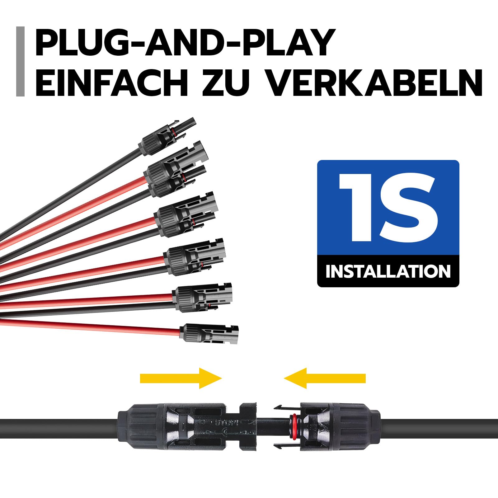 1 par de cables solares y distribuidores, 2 a 10 divisores de panel solar en Y, conector fotovoltaico de 30 A 1000 V, conector macho hembra MMF y FFM para instalación solar