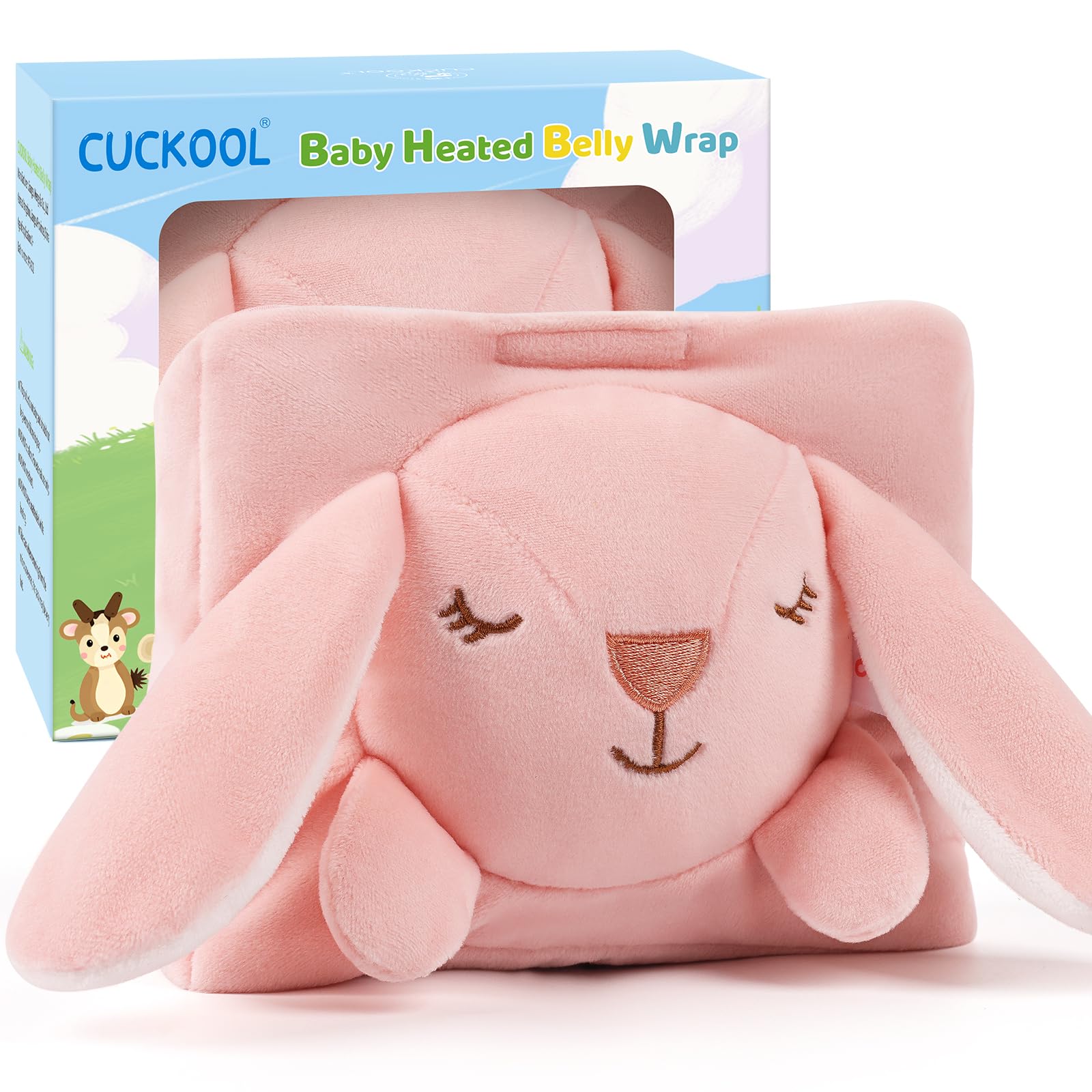 Baby Colic and Gas Relief, Heated Tummy Wrap for Newborns Belly Relief by Soothing Warmth, Baby Heating Pad Swaddling Belt Relief & Soothe Gas, Colic and Upset Stomach for Newborns to Toddler (Bunny)