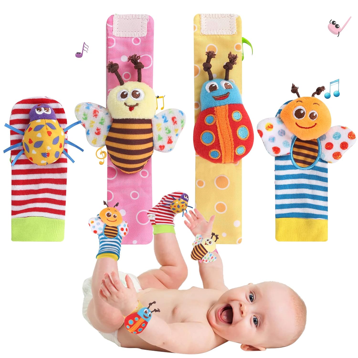 Anguxer Baby Rasseln - Bio-Baumwolle Greifling Mit Glocke Für Babys Ab 0 Monaten