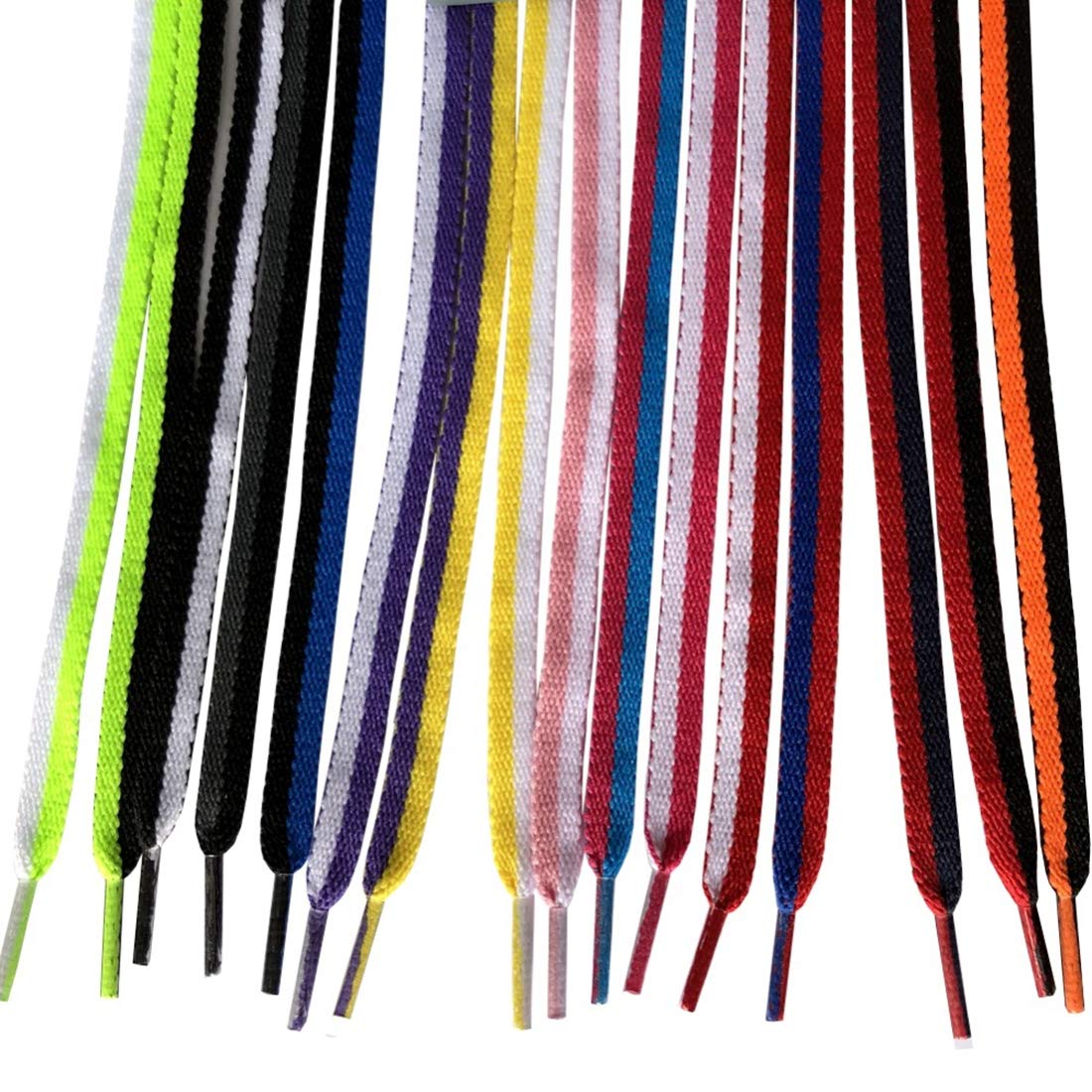 Flache Schnürsenkel, Elastische Flache Schnürsenkel aus Polyester, Mehrfarbig, 47 Zoll, for Turnschuhe, Sport- und Arbeitsschuhe(Pink and White)