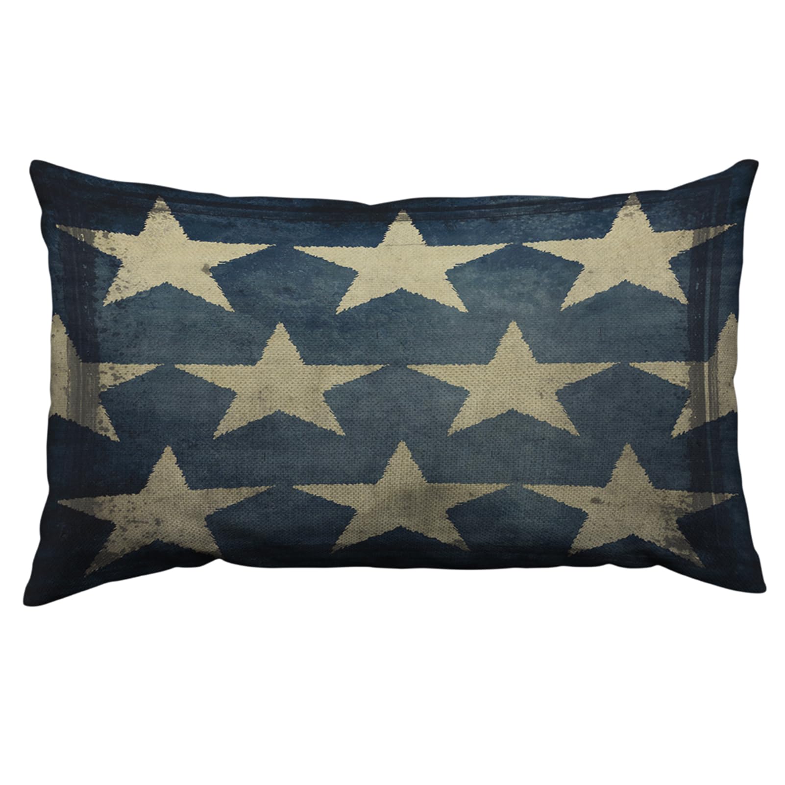 Orythyra Blue Beige Star Throw Pillow Case Cushion Cover Antique American Flag Stars Linen Pillowcases Pillow Cover Living Room Couch Bed Sofa Car Waist Cushion Cover Farmhouse 30X50 CM