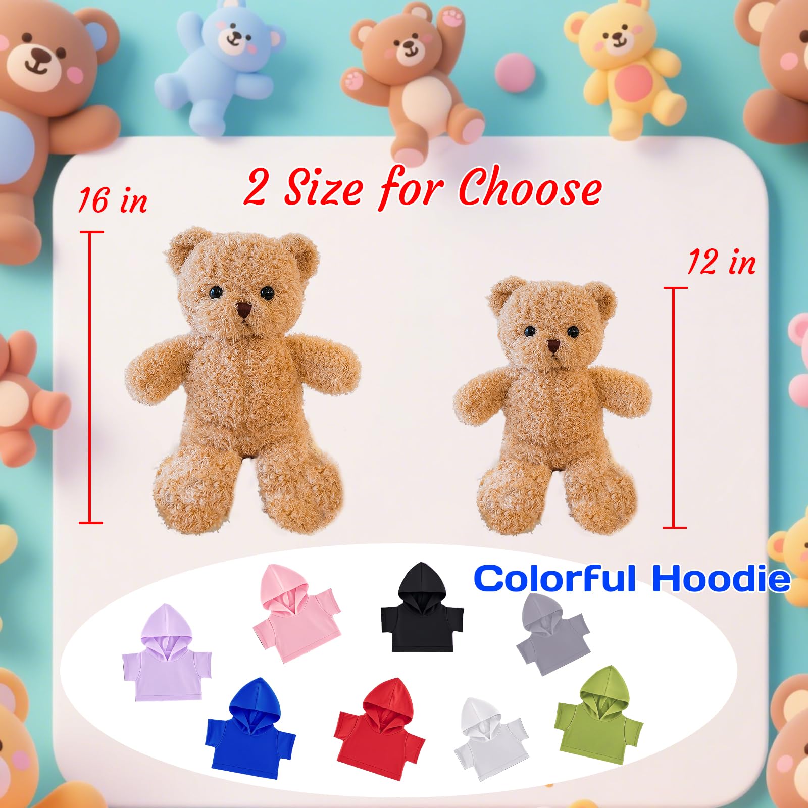8 Osos de Peluche Personalizados de 30cm con Foto y Texto, Ideal para San Valentín, Cumpleaños, Baby Shower, Boda, etc