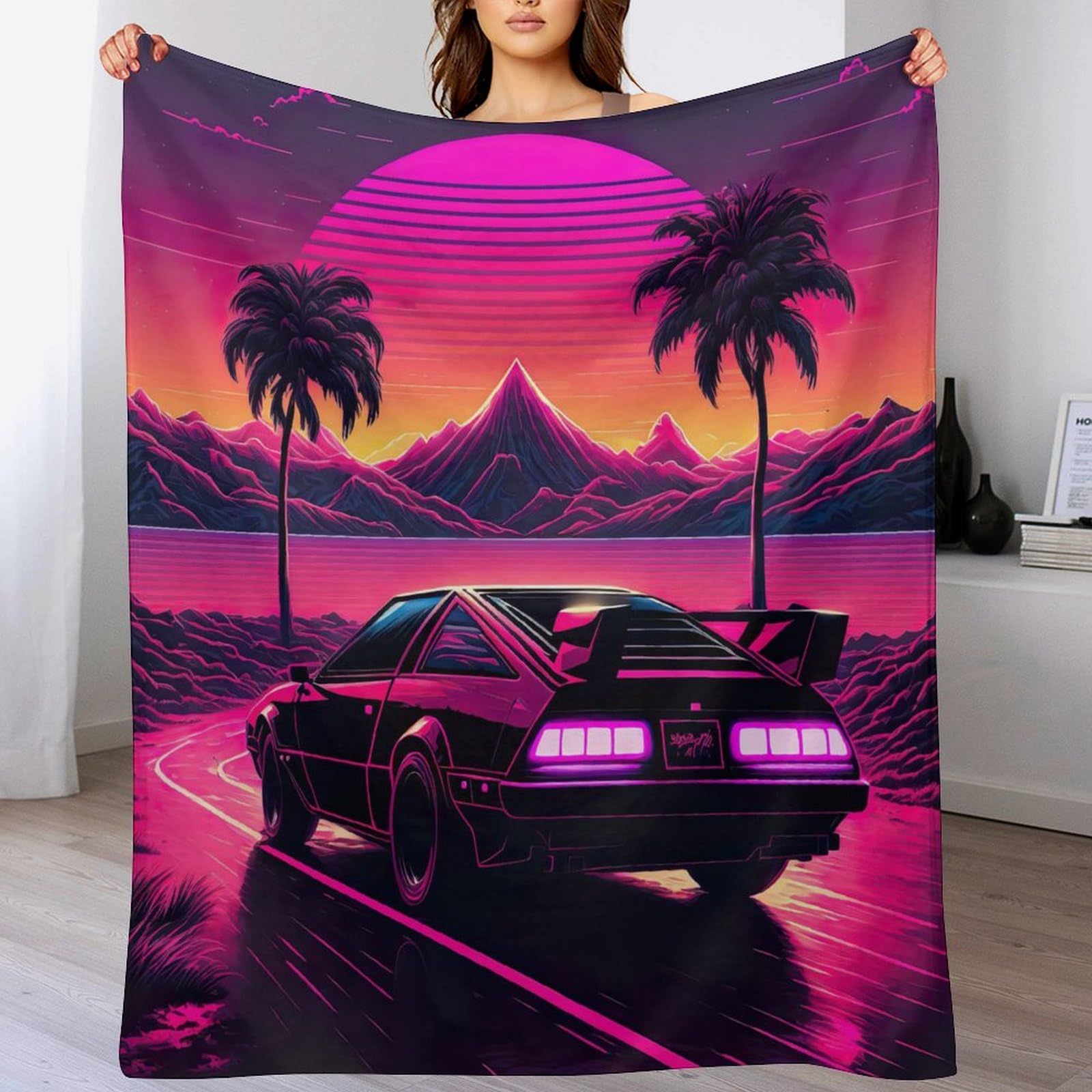 Couverture linge de lit motif car soleilset contre le froid nocturne en flannel