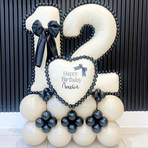Miniatura 3 de Globo beige número 1 de 40 pulgadas para decoración de primer cumpleaños, globos grandes autoinflables de aluminio color crema del 0 al 9 para niños